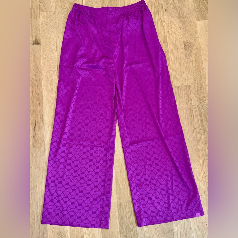 Savage X Fenty Men’s Savage X Satin Juicy Purple Jacquard Pants - Medium